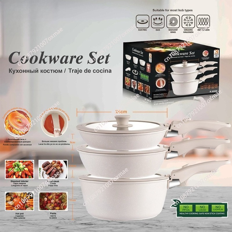 Induction Cooker - Abnehmbares Antihaft-Bratpfannen-, Wok- und Topfset für