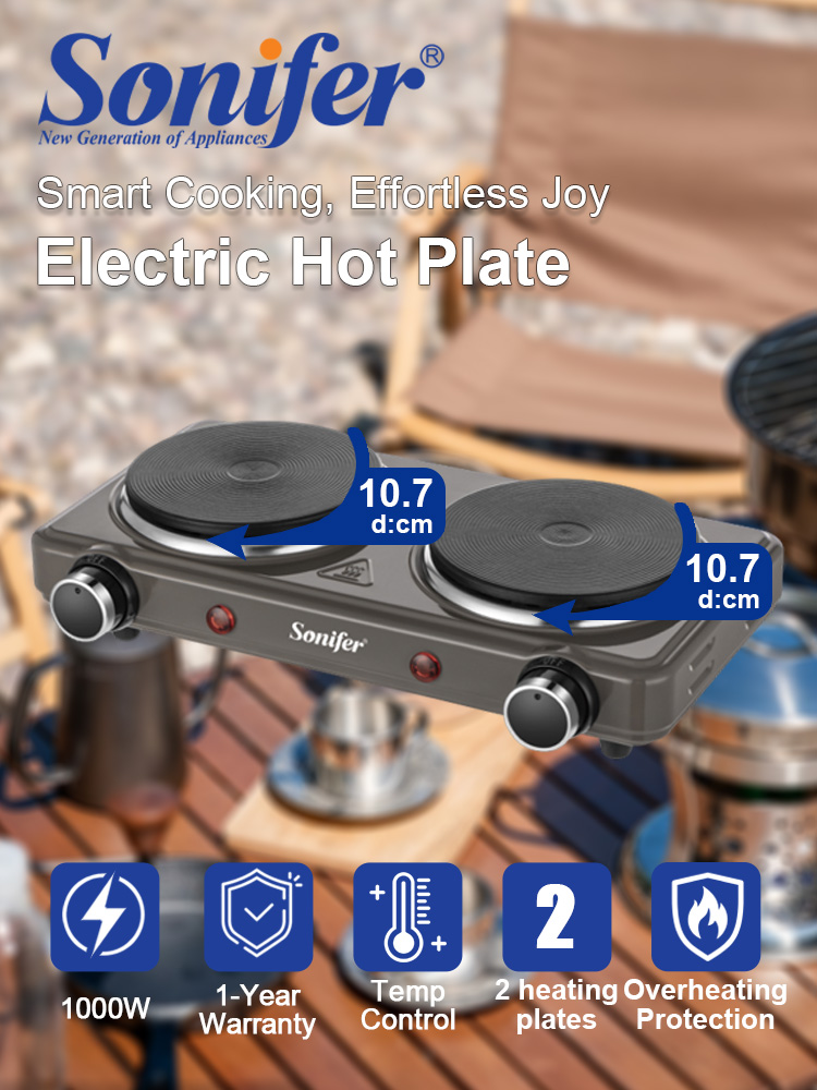 Induction Cooktop Portable - Doppelbrenner Elektroherd Sonifer SF-3068 500W+500W Kochplatte
