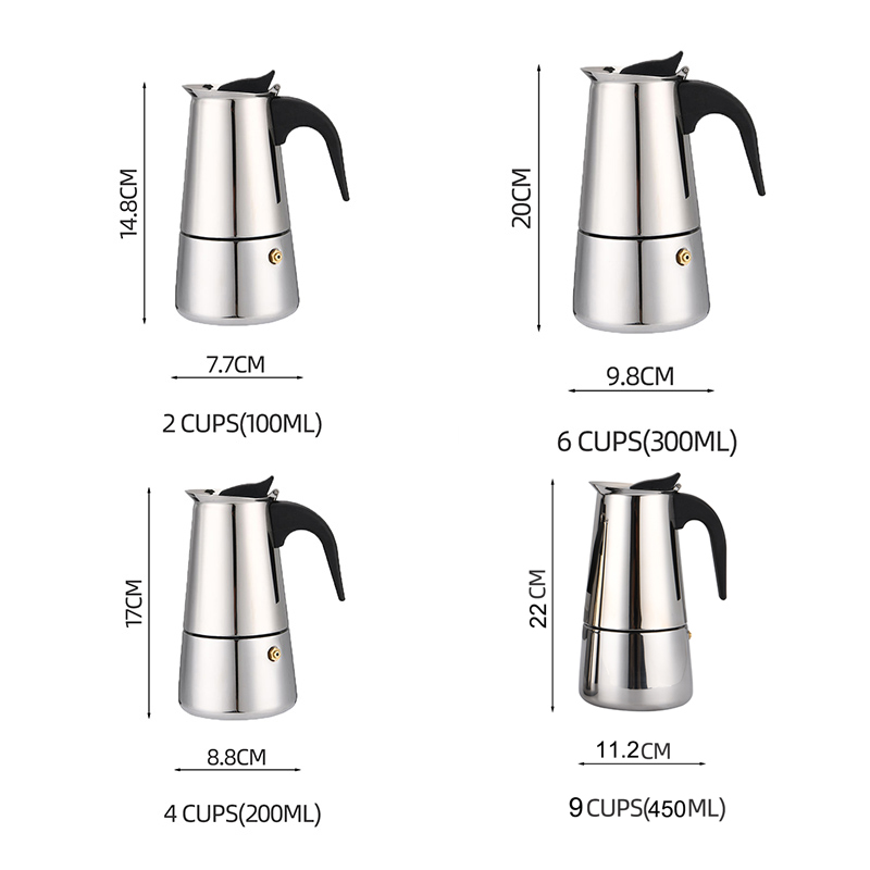 2/4/6/9 Tassen Edelstahl Moka- – Induction Cooker Bewertung und Preis